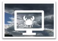onweerswolken met computerscherm en spin