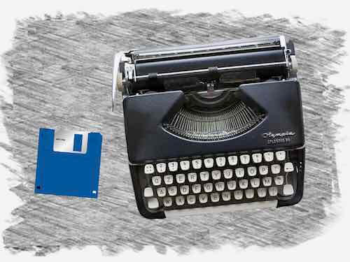 floppy disk en typemachine