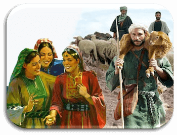 vreugdevolle vrouwen en herders