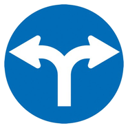 Verkeersbord - uiteenlopende wegen